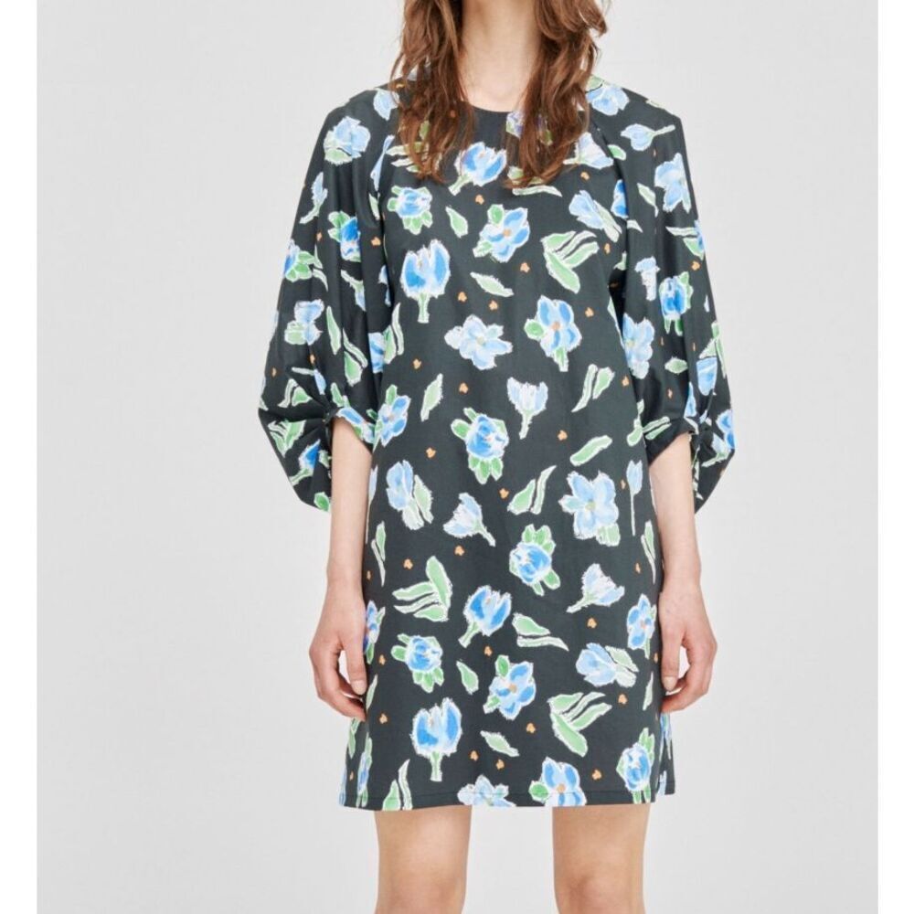Baum Und Pferdgarten Althea Dress Black Blue Flower Women’s 36 US 6